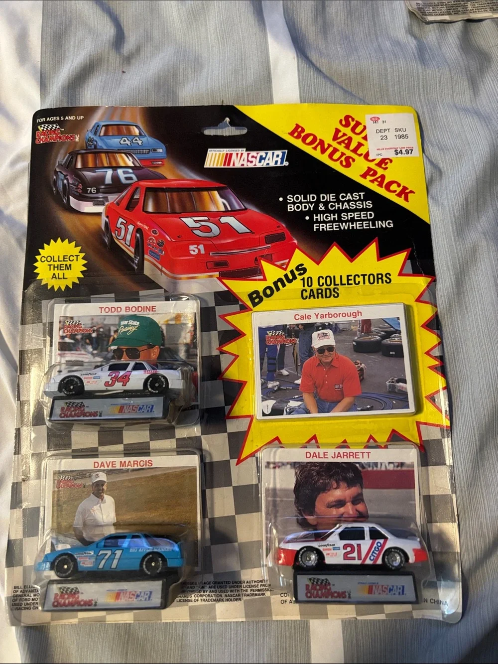 Nascar Kids Toy Pack with Red, Blue, White, Black Cars